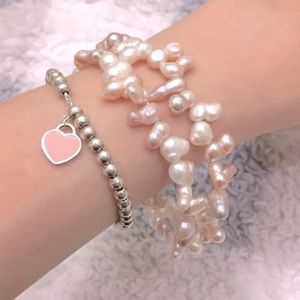 Pearly Rock Bead Spiral Bracelet